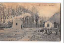 CPA 77 Bray Sur Seine La Gare Et Le Train Tramway - Bray Sur Seine