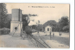 CPA 77 Bray Sur Seine La Gare Et Le Train Tramway - Bray Sur Seine