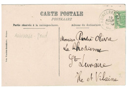 TP 83 S/CP Furnes - Veurne Obl. Ambulant ADINKERKE - GAND 19 AOÛT 18-19 08 > France - Bahnpoststempel