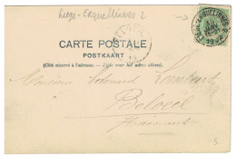 TP 53 S/CP Marchin Château Du Fourneau (Huy) Obl. Liège-Erquelinnes 30/JANV/15-21/1902  > Beloeil C. D'arrivée - Ambulants