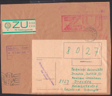 Grimma Pn-Adresse Mit ZKD AFS E1 (ungestempelt Geblieben) Und  Roter ZU Stempel 19.11.68 - Storia Postale