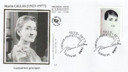 Fdc 2023_Envel. 1er Jour_fdc_soie_Maria Callas, Cantatrice Grecque. Oblit. PJ Paris 08/11/23. - 2020-…