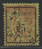 GUADELOUPE - N°5 Obl (1889) 25c Sur 20c Brique Sur Vert - Gebraucht