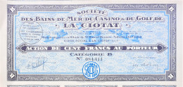Société Des Bains De Mer Du Casino & Du Golf De 'La Ciotat' - Action De 100 Francs - 1928 - Casino'