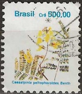 BRAZIL 1990 Flowers  - 500cr. - Caesalpinia Peltophoroides FU - Gebraucht