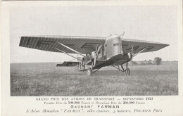 Grand Prix Des Avions De Transport - Septembre 1923 Gagnant Farman - 1919-1938: Entre Guerres