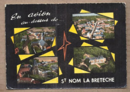 CPSM 78 - SAINT NOM LA BRETECHE - En AVION Au Dessus De - TB CP Multivue Dont Vue Générale + TB PLAN CENTRE Chateau - St. Nom La Breteche