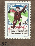 Timbre   France- - Croix Rouge  -  Erinnophilie  -- Tuberculose  -- Annee 1937 - Antituberculeux