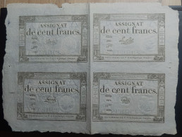 Planche De 4 Assignats 100 Francs Du 7-1-1795 Série 4601 - Ass.48a P/NEUF - Assegnati
