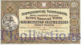 SWITZERLAND 5 FRANKEN 1951 PICK 11o UNC - Suisse