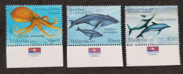 Malaysia Marine Life Series VI 2004 Ocean Underwater Life Octopus Whale Dolphin Sea Cetacean Fauna (stamp Logo) MNH - Malaysia (1964-...)