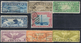 Lote 8 Sellos Correo Areeo U.S.A. (United States), Yvert Num 7-8-9-10-11-12-15A-16 º - 1a. 1918-1940 Usados