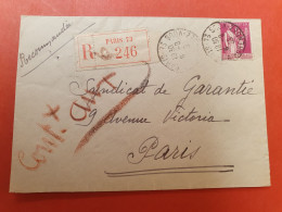 France - Enveloppe En Recommandé De Paris Pour Paris En 1935 - J 159 - 1921-1960: Moderne