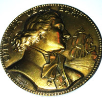 Médaille Bronze Chevalier Jean BART NAVIRE DE LIGNE 1985 ? Avec Portrait  Georges GUIRAUD Corsaire Dunkerque Diamètre 7 - Frankrijk