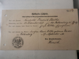 Geburts-Schein, Wartenberg 1896 - Service