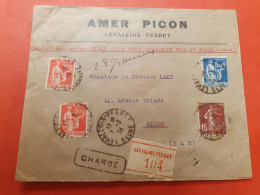 France - Enveloppe Commerciale En Chargé De Levallois Perret Pour Melun En 1934 - J 190 - 1921-1960: Période Moderne