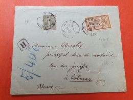 France - Enveloppe En Recommandé De Nancy Pour Colmar En 1908 - J 194 - 1877-1920: Période Semi Moderne