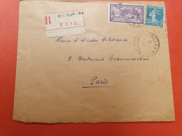 France - Enveloppe Du SP 34 En Recommandé Pour Paris - J 195 - 1921-1960: Modern Period
