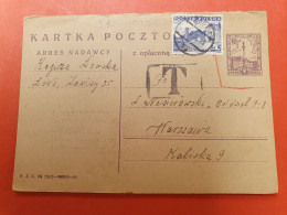 Pologne - Entier Postal + Complément De Lodz Pour Warszawa En 1936 Avec Cachet De Taxe - J 203 - Stamped Stationery