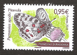 Andorre Français 2015 N° 774 ** Faune, Insectes, Papillon, Parnassius Apollo, Fleur, Pollen, Chardon, Apollon - Ungebraucht