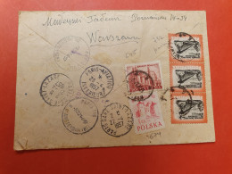 Pologne - Enveloppe En Exprès De Warszawa Pour La France En 1957, Affranchissement Au Verso - J 208 - Storia Postale