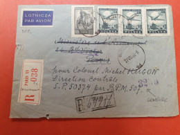 Pologne - Enveloppe En Recommandé De Warszawa Pour Paris Et Redirigé Vers SP 50374 En 1946 Avec Cachet De Censure- J 210 - Storia Postale