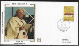 Liechtenstein.   Pastoral Visit Of Pope John Paul II To Liechtenstein.  Special Cancellation On Special Envelope - Covers & Documents