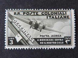 ITALIA Colonie Emissioni Generali Aerea -1933- "Marcia Su Roma" L. 3 Fil. Lett. 10/10 MNH** (descrizione) - Emissioni Generali