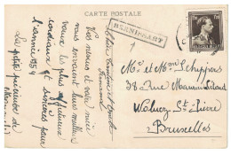 TP 845 S/CP Bonne Année Obl. BXL 1953 + Griffe Encadrée BERNISSART > BXL - Linear Postmarks