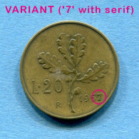 ITALIA - 20 Lire 1957 - VARIANTE ('7' Con Grazie) - Diam: 21,25 Mm, KM# 97.1 * Rif. 0088 - 20 Lire