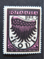 ITALIA Colonie Egeo Aerea -1934- "Ala Stilizzata" L: 5 Fil. Lett. 12/10 MH* (descrizione) - Aegean
