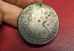 PEROU 1803 - Monnaie ECU Argent De 8 REALES Colonie ESPAGNE CHARLES IV - 39 Mm 27 Gr. Atelier De Frappe LIMA (MAE) - Pérou