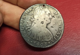 PEROU 1803 - Monnaie ECU Argent De 8 REALES Colonie ESPAGNE CHARLES IV - 39 Mm 27 Gr. Atelier De Frappe LIMA (MAE) - Perú