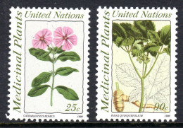 UNITED NATIONS NEW YORK - 1990 MEDICINAL PLANTS SET (2V) FINE MNH ** SG 584-585 - Unused Stamps
