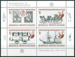 1979  Mongolia Rowland Hill Stamps On Stamps Trasporti Transport Personaggi Characters Caracteres Block MNH** Lux92 - Rowland Hill