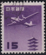 1962 Japan-Nippon Air Mail ° Mi:JP 791, Sn:JP C25, Yt:JP PA22A, Douglas DC-4 Over The Horyu-ji Pagoda, Nara 15¥ - Usados