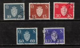 NORWAY NORGE NORWEGEN NORVÈGE 1951 MI 62 63 64 66 67 OFF.SAK.  COAT OF ARMS STAATSWAPPEN USED - Dienstmarken