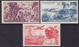 Guadeloupe 1947 Sc C10-2 Yt PA13-5 Air Post Set MH* Heavy Hinges - Aéreo