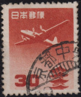 1952 Japan-Nippon Air Mail ° Mi:JP 599A, Sn:JP C28, Yt:JP PA25, Douglas DC-4 Over The Horyu-ji Pagoda, Nara 30¥ - Gebraucht