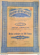 S.A. Filatures Réunis De L'Escaut -action Ordinaire De 500 Fr - 1922 - Gent - Textil