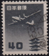 1953 Japan-Nippon Air Mail ° Mi:JP 600A, Sn:JP C29, Yt:JP PA26,Douglas DC-4 Over The Horyu-ji Pagoda, Nara 40¥ - Oblitérés