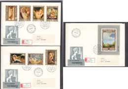 Hungary 1974 - Nude Paintings, Mi-=Nr. 2969/75+Bl. 108A, 3 FDC - FDC