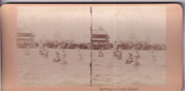 Carte Stéréoscopique  - Bathing At Coney Island - Stereoskopie