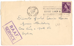 AUSTRALIE YT N°196 SEUL SUR LETTRE MILITAIRE OBLITERE DUBBO POUR SYDNEY GRIFFE RAAF SERVICE - Briefe U. Dokumente