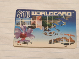 SINGAPORE-(SG-Prepay-324a)-worldcard-06-(193)(9289-3460-7053)($10)(GMN14387)-(12/07)-used Card+1card Prepiad Free - Singapore