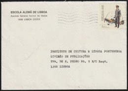 Cover - Escola Alemã De Lisboa -|- Stamp - Air Force Military Uniform - Lettres & Documents