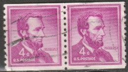 USA 1954  Mi-Nr.657 Paar O Gestempelt Rollenmarke Abraham Lincoln ( U 59) Günstige Versandkosten - Ruedecillas