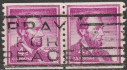 USA 1954  Mi-Nr.657 Paar O Gestempelt Rollenmarke Abraham Lincoln ( U 60) Günstige Versandkosten - Rollenmarken