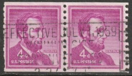 USA 1954  Mi-Nr.657 Paar O Gestempelt Rollenmarke Abraham Lincoln ( U 61) Günstige Versandkosten - Ruedecillas