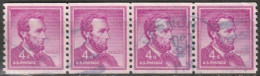 USA 1954  Mi-Nr.657 4er Streifen O Gestempelt Rollenmarke Abraham Lincoln ( U 62) Günstige Versandkosten - Rollen